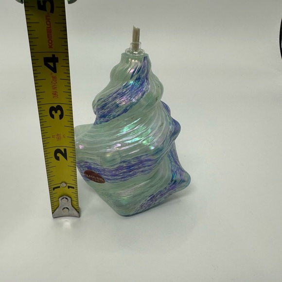 Seashell Shaped Oil Lamp Iridescent Art Glass Beach Decor. Glass Eye USA. - Picture 6 of 6